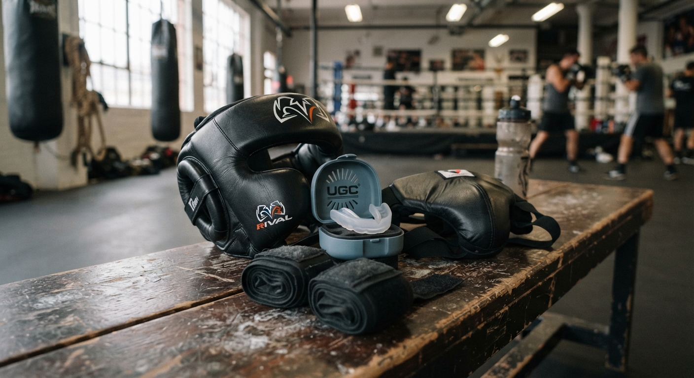 Protections (casque, coquille, protège-dents, bandes)
La bo